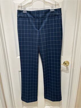 NWT Ann Taylor Navy Windowpane Tailored Trousers size 10